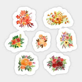 Watercolor flowers red set Sticker